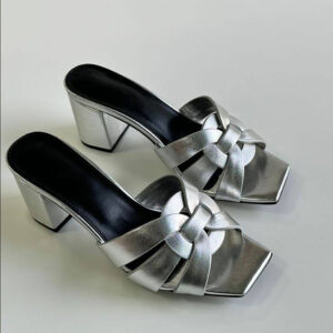 Metallic Woven Strap Mules-SP-372
