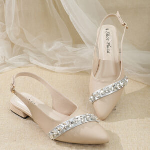 Elegant Crystal Pointed-Toe Slingback Heel-SP378