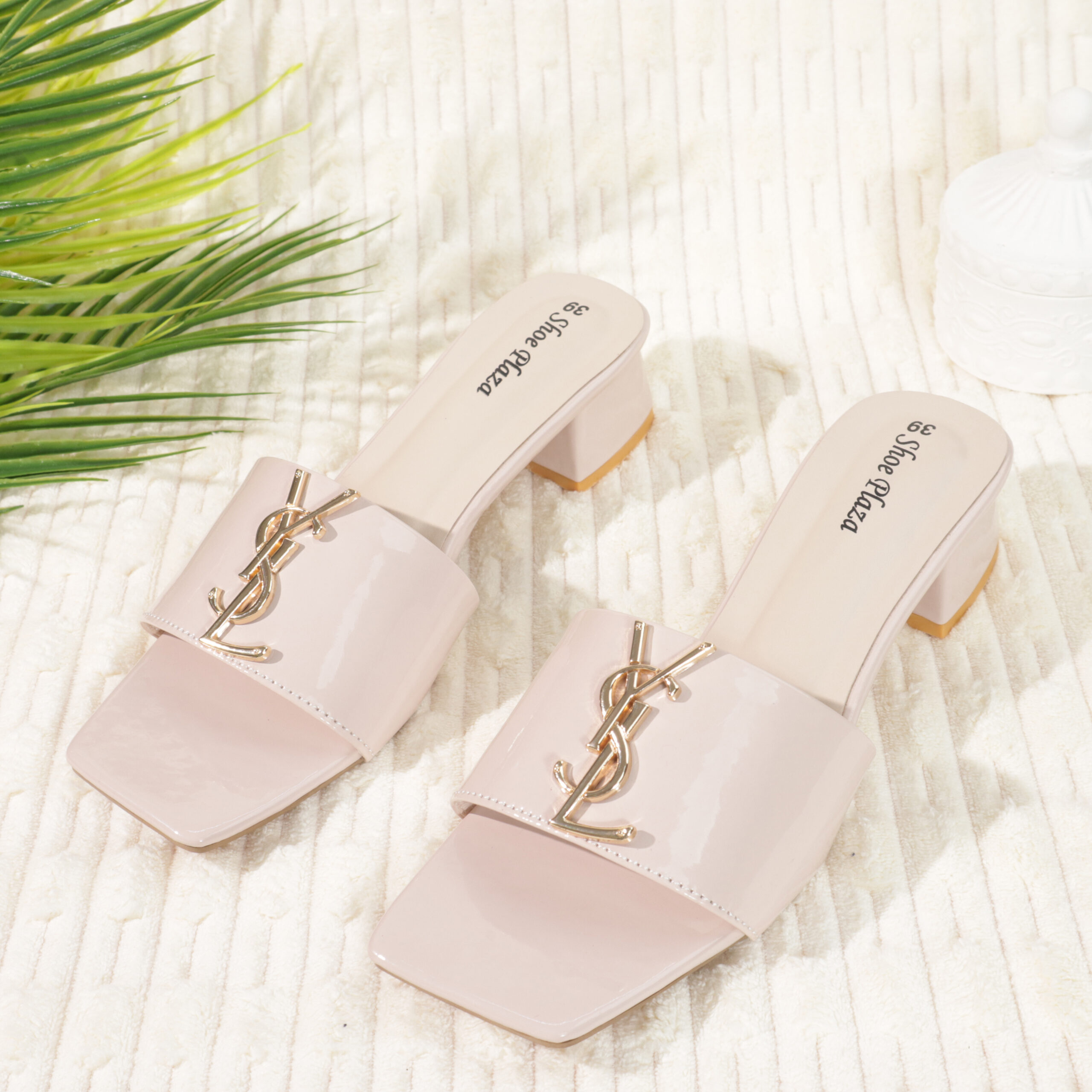 Toe Block-Heel Slide Sandals-SP386